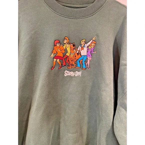 Hollister Scooby Doo Embroidered Sweatshirt Men's Large Green Boxy Fit, cartoon - Picture 2 of 4